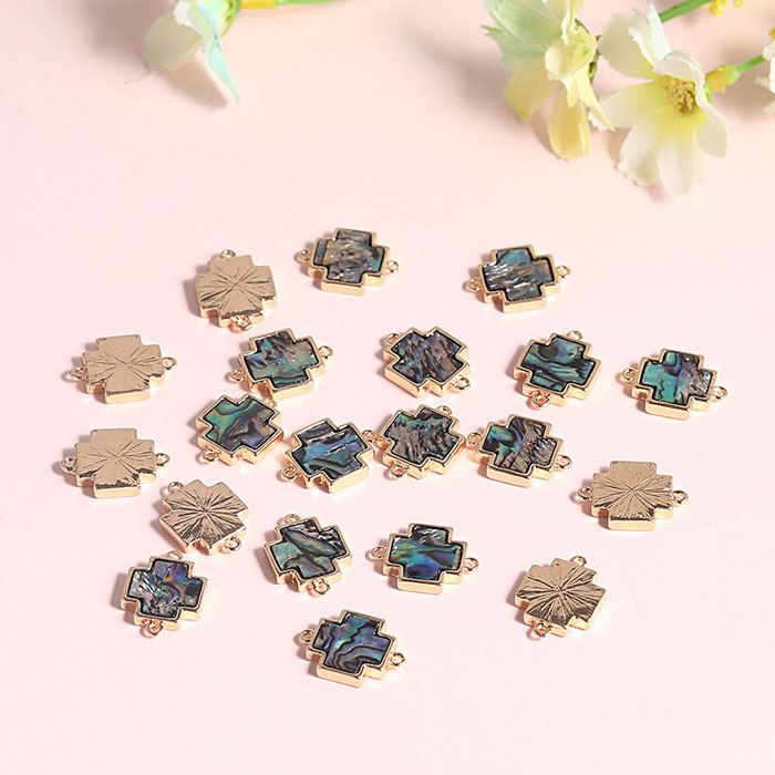 【商談中です】ハンドメイドコネクターチャーム⭐組み立てパーツ⭐ブロンズ アバロンシェル チャーム コネクター (72) 1個売り 銅製 チャーム