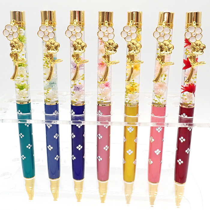 ハーバリウムフラワー柄 桜 ボールペン【完成品】 ピンクゴールド