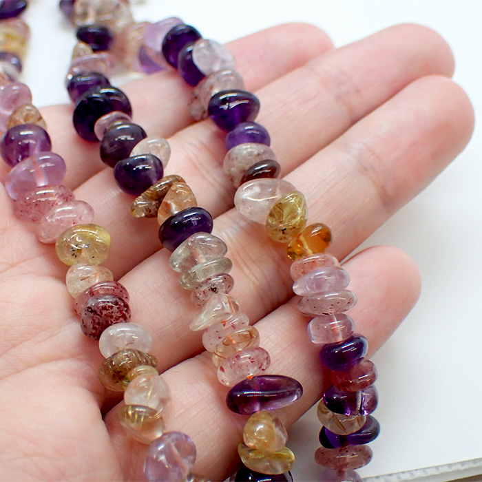 約40cmさざれ連 ミックスクォーツ 粒サイズ約7-9mm 連売り サザレ