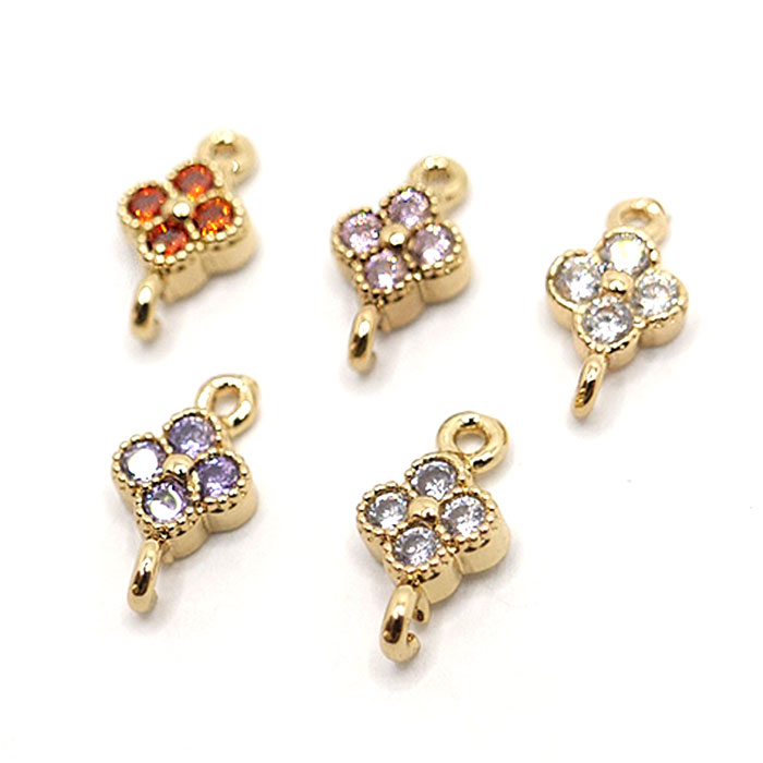 在庫限り】189. コネクタ― 四葉フラワー 1個 チャーム ハンドメイド