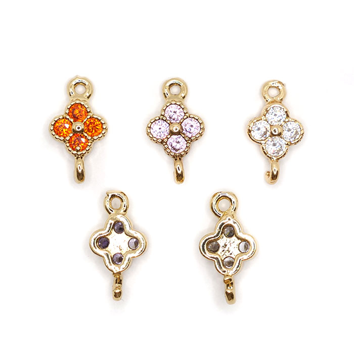 在庫限り】189. コネクタ― 四葉フラワー 1個 チャーム ハンドメイド