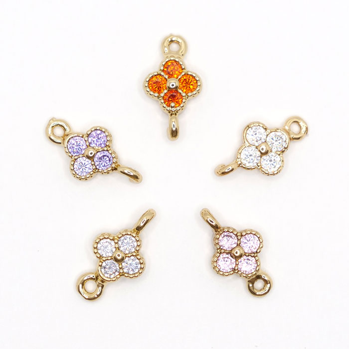 在庫限り】189. コネクタ― 四葉フラワー 1個 チャーム ハンドメイド