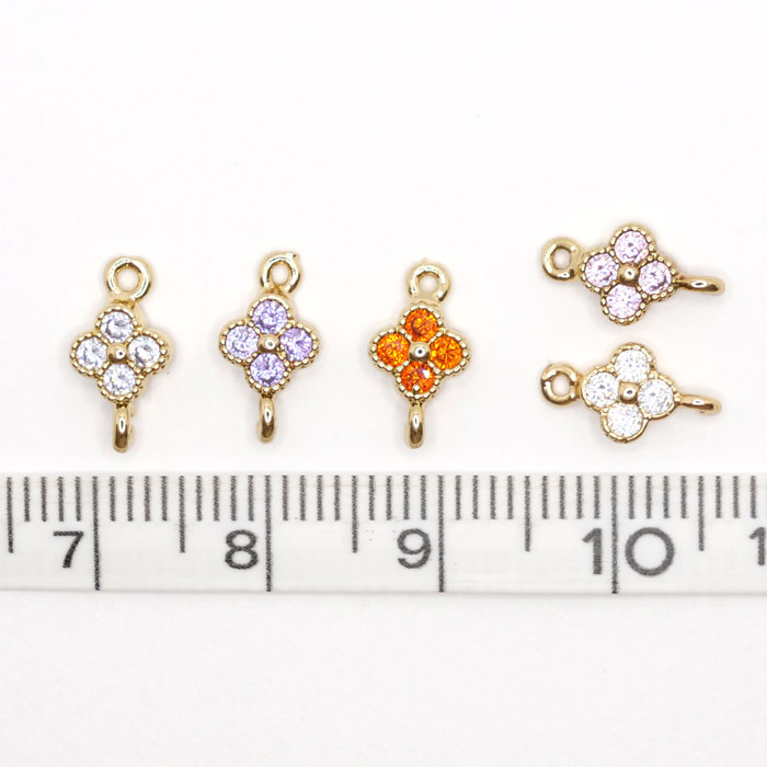 在庫限り】189. コネクタ― 四葉フラワー 1個 チャーム ハンドメイド