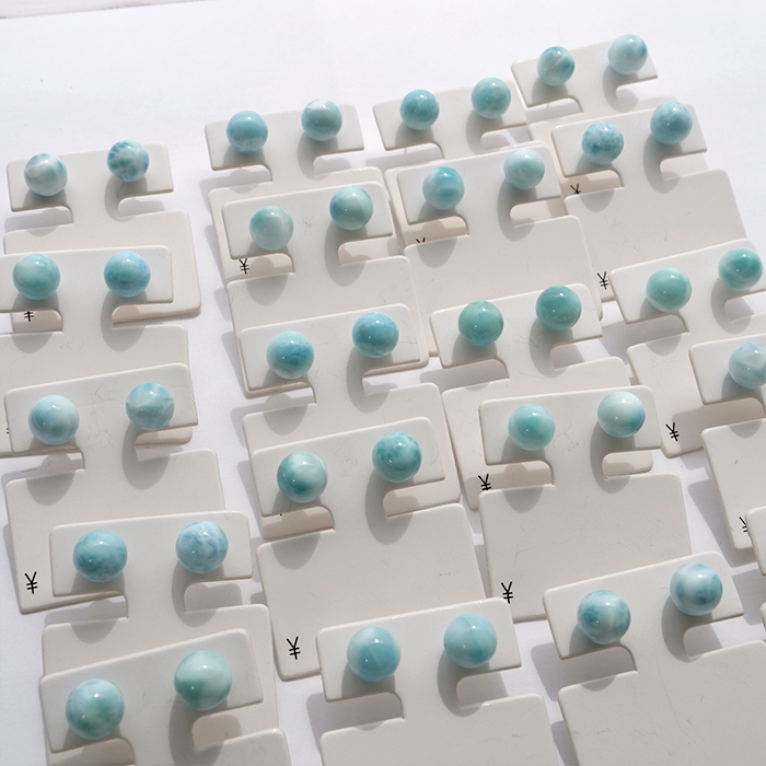 在庫限り 日本製 ドミニカ産 ラリマー ピアス 8mm 1ペア 丸玉