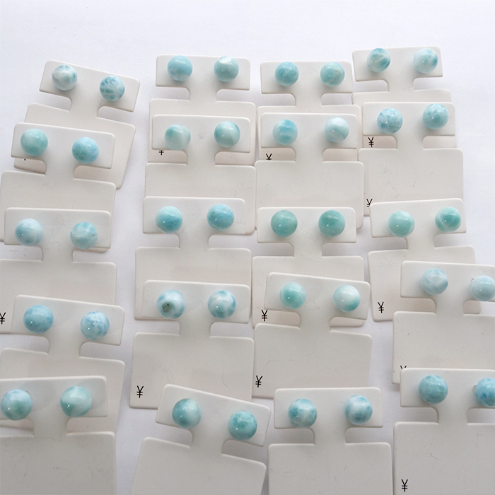 在庫限り 日本製 ドミニカ産 ラリマー ピアス 8mm 1ペア 丸玉
