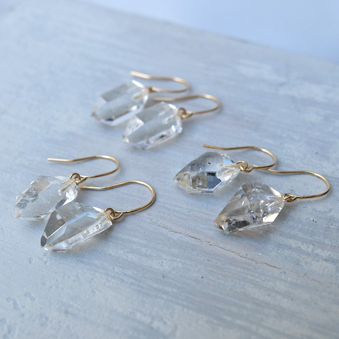 ピアス レディース 18k 18金 ハーキマーダイヤモンド アメリカ産