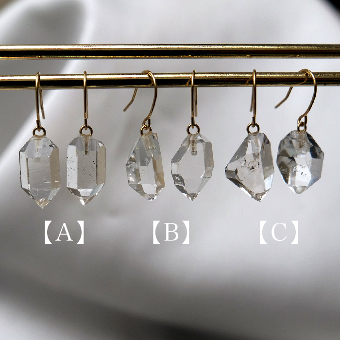 【コスモ】ハーキマーダイヤモンド ＋フレンチフックピアス＊3ペア ピアス レディース 18k 18金 ハーキマーダイヤモンド アメリカ産