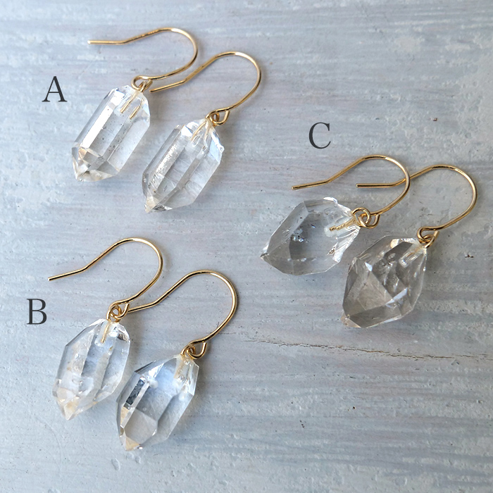 ピアス レディース 18k 18金 ハーキマーダイヤモンド アメリカ産