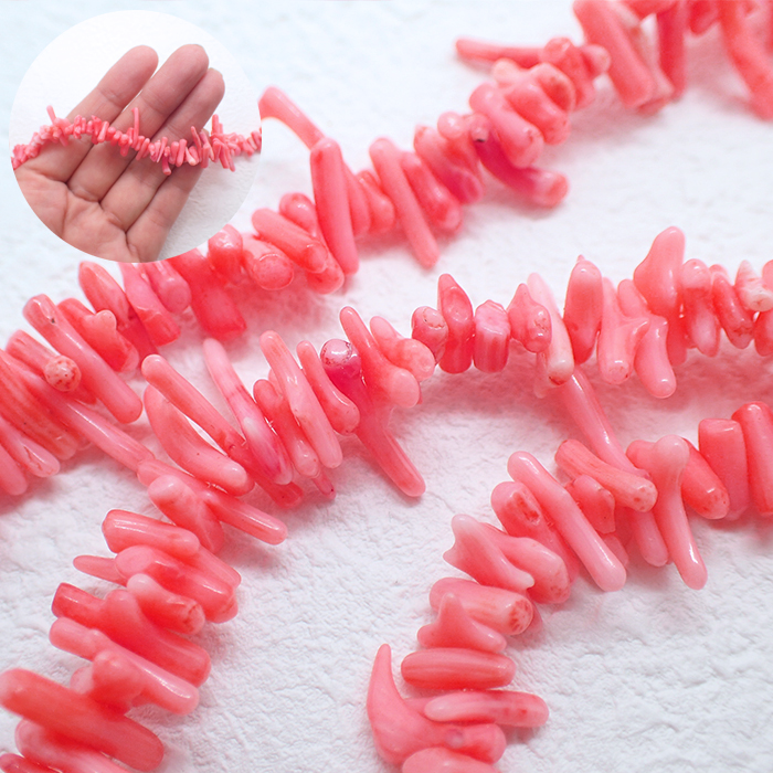 13. サンゴビーズ (染色) 枝ビーズ 桃色 1連 全1色 #2 枝珊瑚 コーラル さざれ 珊瑚 ビーズ 天然石 ハンドメイド 素材 国内発送