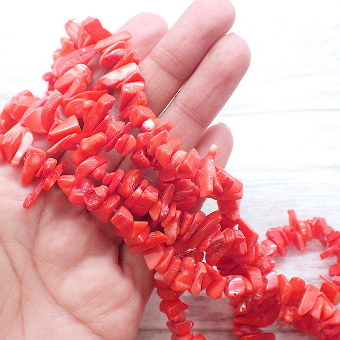 19. サンゴ ビーズ (染色) さざれビーズ 1連 全1色 #8 サザレ さざれ