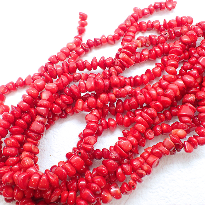 22. サンゴ ビーズ (染色) 中粒 さざれビーズ 1連 全1色 #11 サザレ