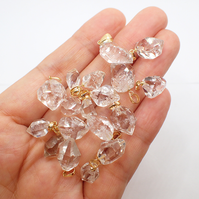 23 ハーキマーダイヤモンド ペンダントトップ K18 ネックレスお仕立て