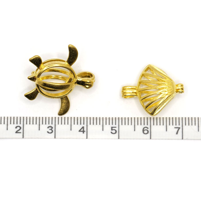 36. カゴパーツ カメ 貝 1個売り ゴールド チャーム ハンドメイド