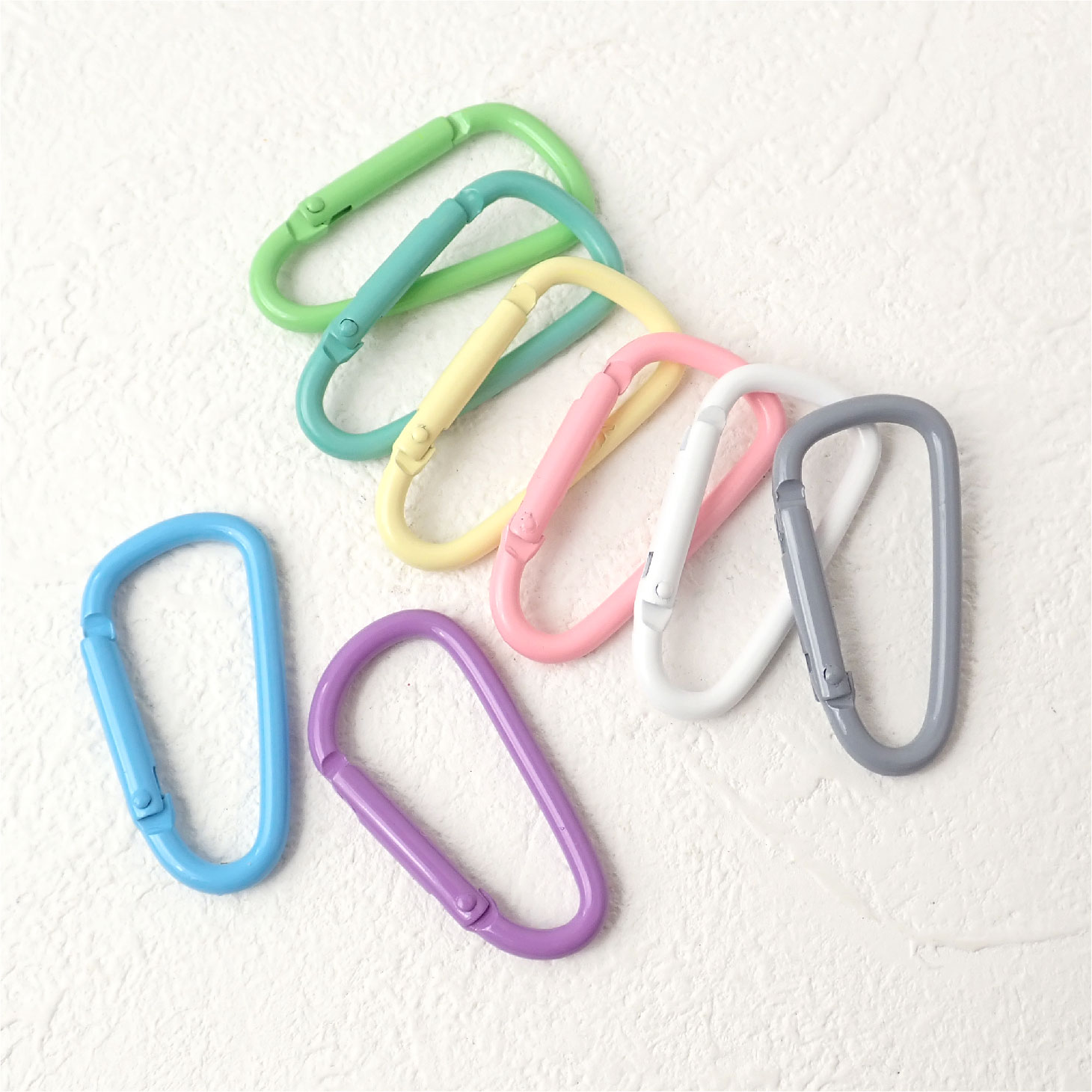 全8色】カラフルカラビナ 約46mm 合金製 キーホルダー パーツ バッグ