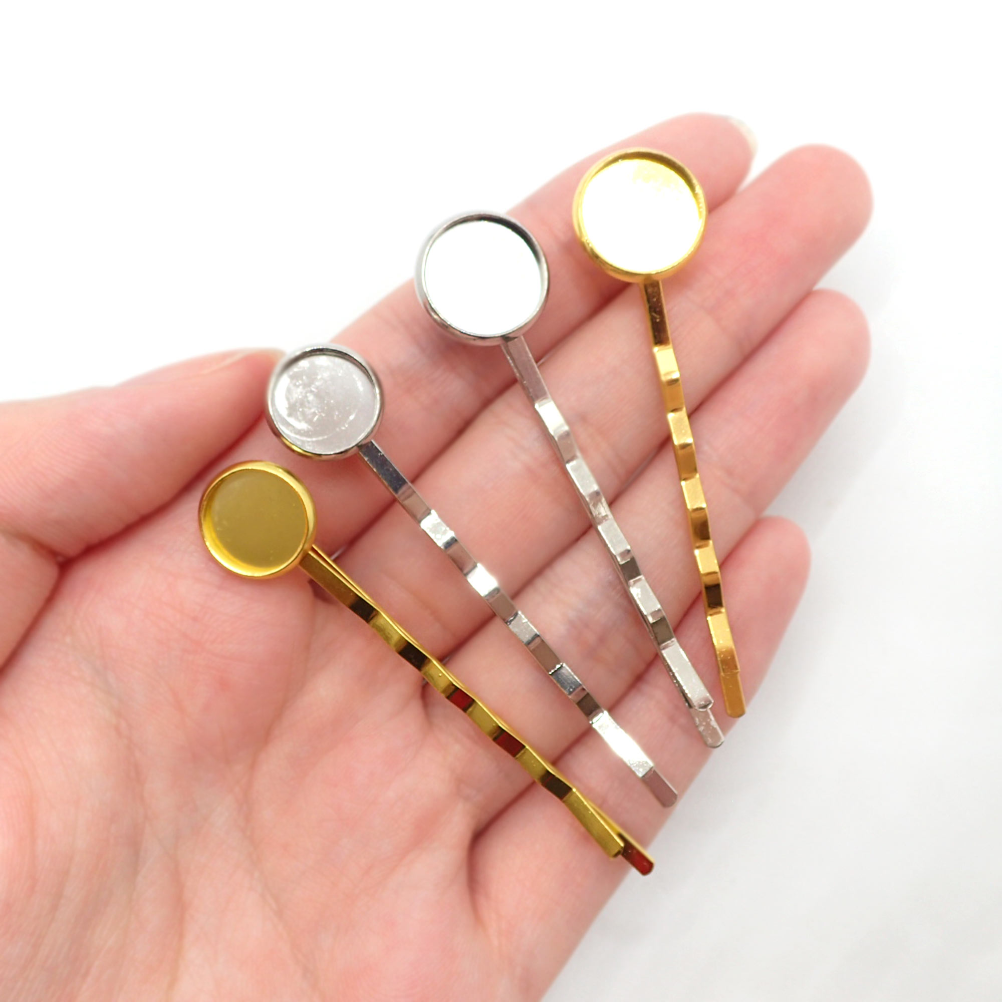 58. 台座付きヘアピン (台座約12mm/14mm) 全2色 1本 10本 ヘア