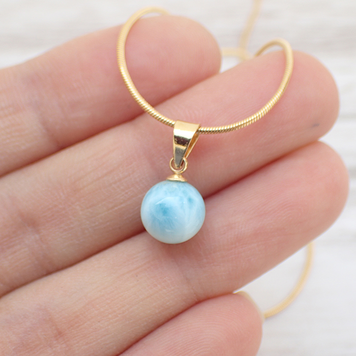 7 ラリマー 8mm玉 ペンダントトップ 1個 ネックレスお仕立て対応可