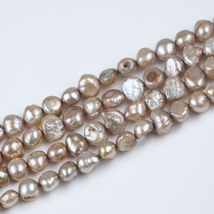 190. 淡水パール ビーズ ポテト型 約7-8mm】 半連（約18cm）ホワイト