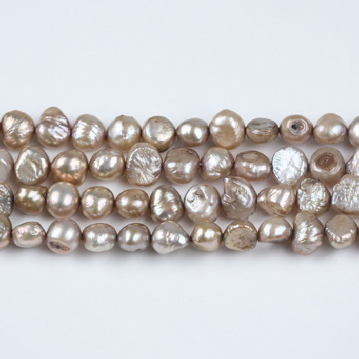 190. 淡水パール ビーズ ポテト型 約7-8mm】 半連（約18cm）ホワイト