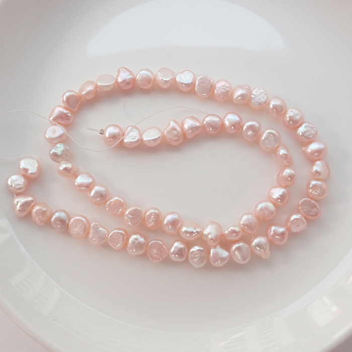 淡水パール ビーズ 1連 40cm (214) ポテト 約6*5mm ピンク パール