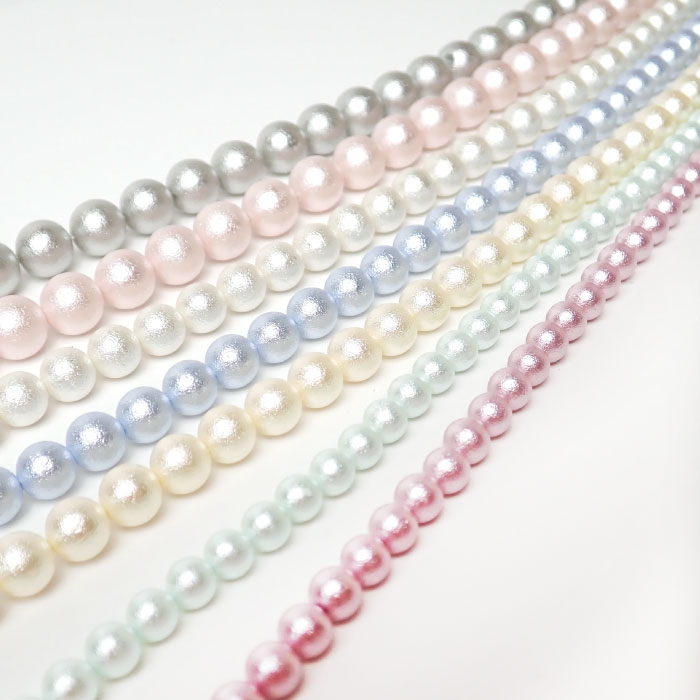 樹脂パール ビーズ 連売り 6mm 8mm 10mm 選べる7色 ハンドメイド