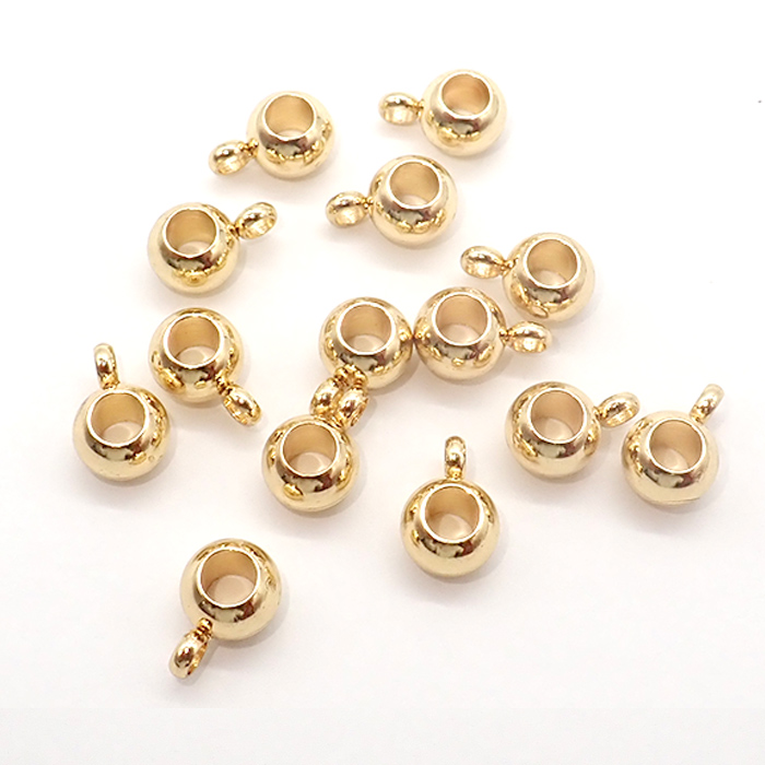 ステンレス（SUS304）ロンデル【カン付5個】スぺ―サー ビーズ ゴールド