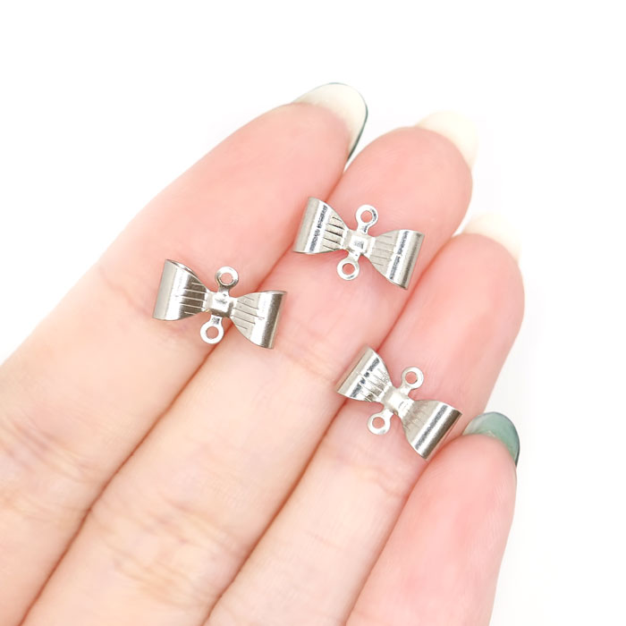 23.ステンレス リボン コネクター 10個売り シルバー ハンドメイド