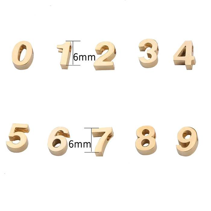 金属アレルギー対応)ステンレス304 数字 6mm ミニチャーム 0-9