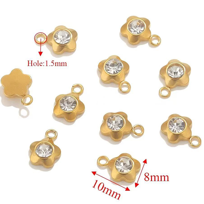 ステンレス チャーム 【1個】 メタルチャーム ハート 花 三角 六角