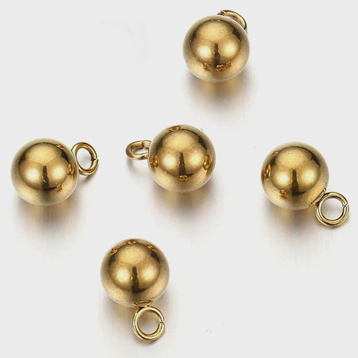 304ステンレス チャーム アジャスター ツユ玉 ゴールド 5個売り 金属