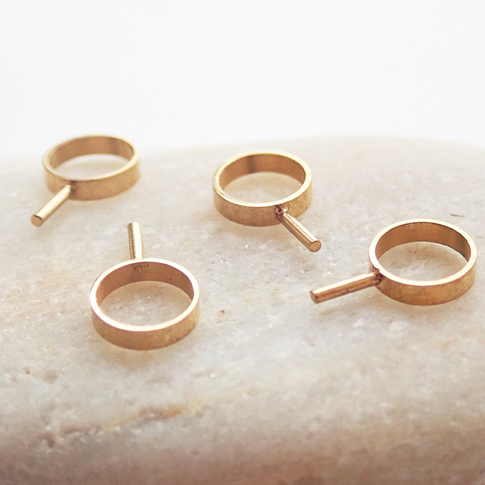 サージカルステンレス316 ヒートン1個 芯立 K18真空メッキ 接着パーツ