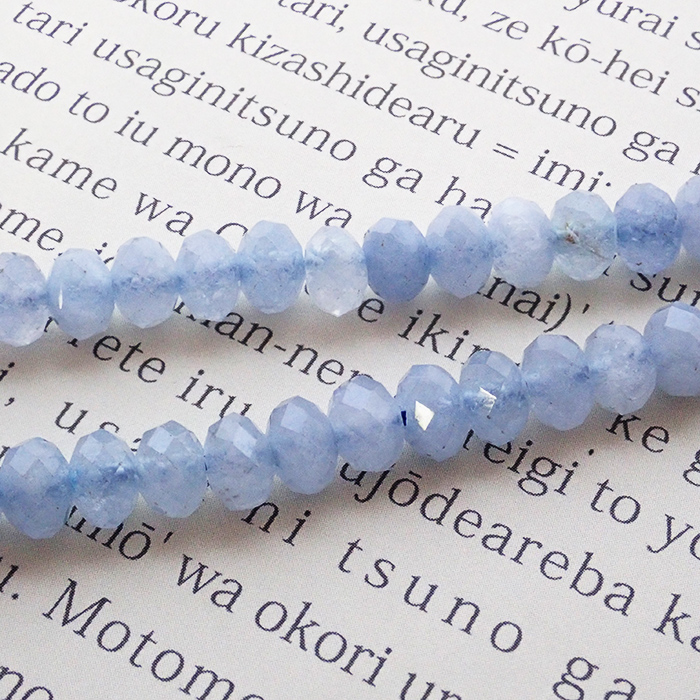 アクアマリン】ソロバンカット型ビーズ 10粒 約4.5×6mm ボタンカット