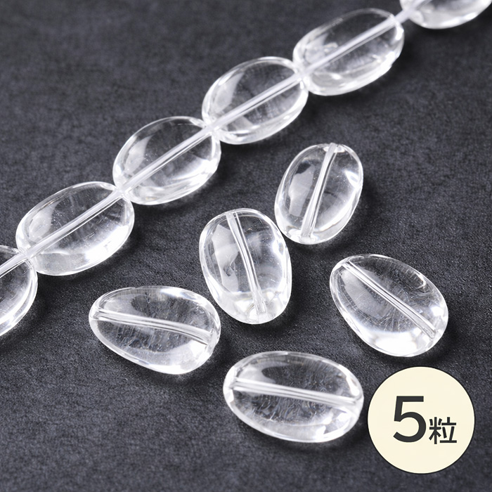 天然水晶 ビーズ 5粒セット 約17-21mm×8-15mm クリアクォーツ 穴あき
