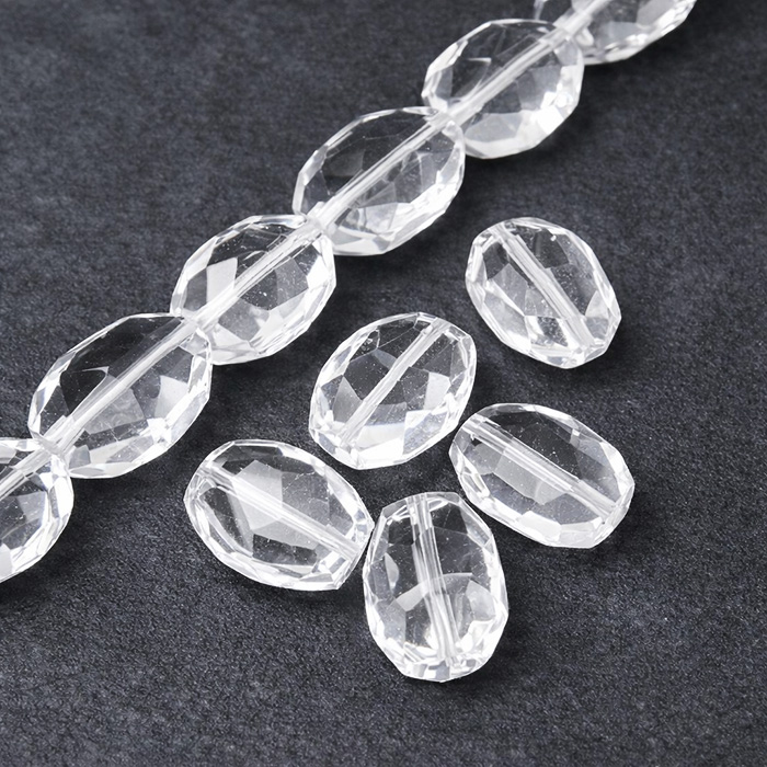 天然水晶 多面カットビーズ 1粒売り 約23-28mm×15-18mm クリアクォーツ