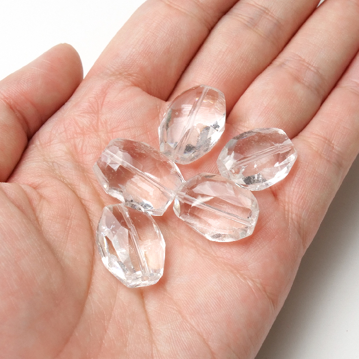 天然水晶 多面カットビーズ 1粒売り 約23-28mm×15-18mm クリアクォーツ