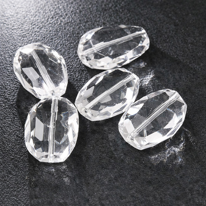 ★大粒！クリアルビーカット 11.2ミリ珠ビーズO(SA~SA+) 天然水晶 多面カットビーズ 1粒売り 約23-28mm×15-18mm クリアクォーツ