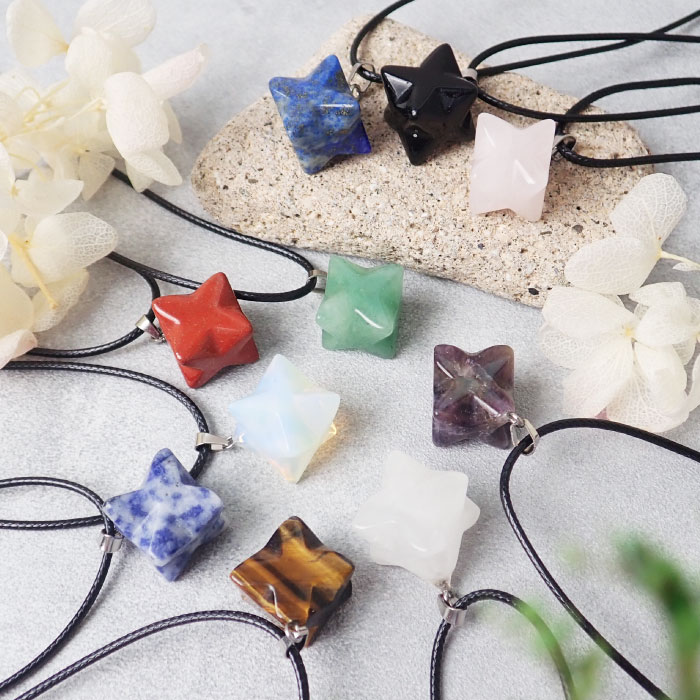 天然石 【1個】六芒星 マカバスター ペンダント ネックレス 魔除け