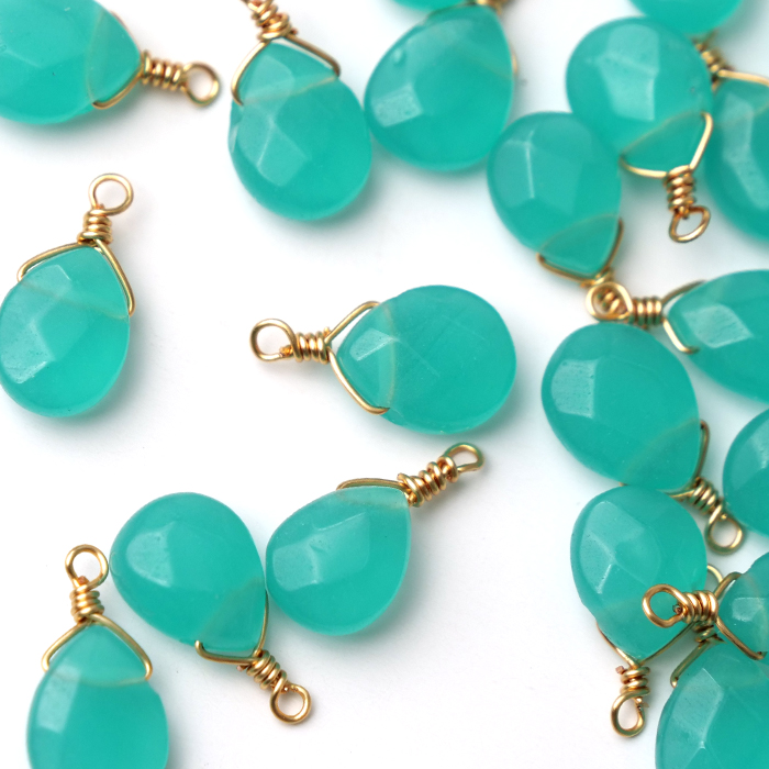 天然石 アマゾナイト】 チャーム シャンクビーズ 約15mm ハンドメイド