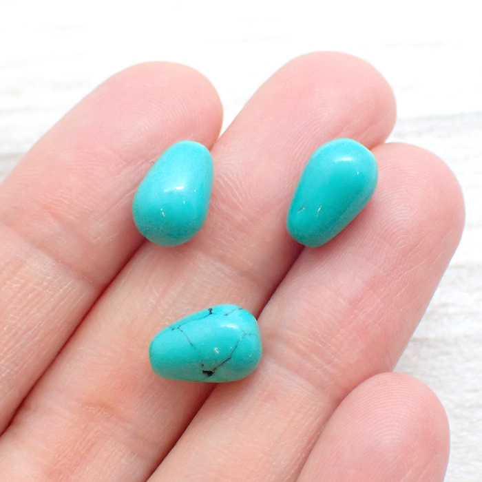 52. ターコイズ ビーズ 片穴ドロップ 11mm 1個売り #1 トルコ石 染め