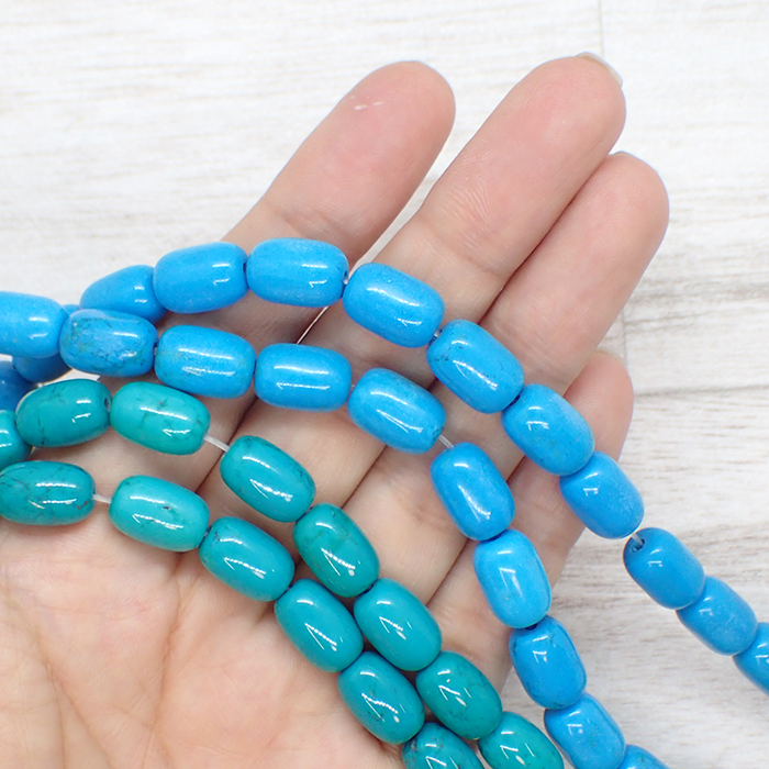 55. ターコイズ ビーズ オーバル チューブ 12mm 1個売り #22 #25