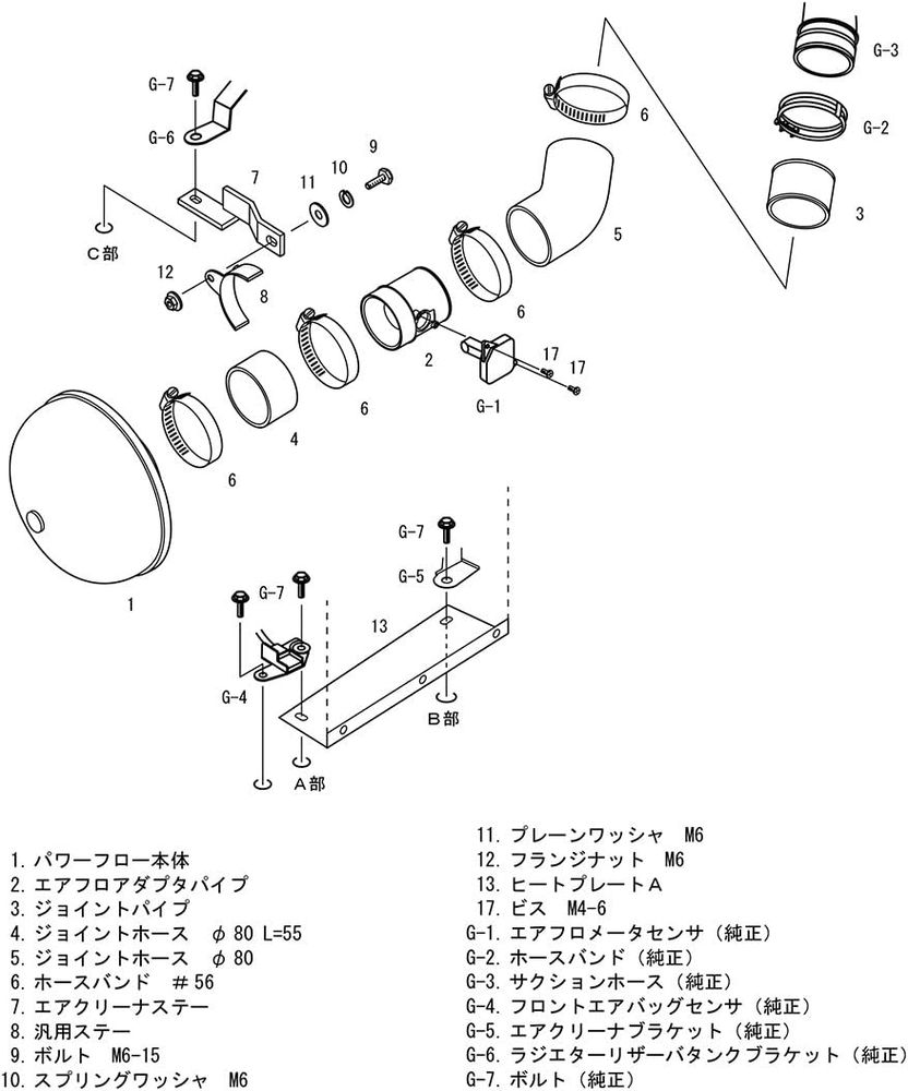HKS（エッチケーエス） スーパーパワーフロー Φ200-80/Green マーク II