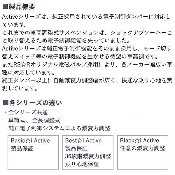 安い日本製 RSR Basic☆i Active GS350 GRL10 H24/1〜H27/10 BAIT170MA 車高調整式サスペンションキット