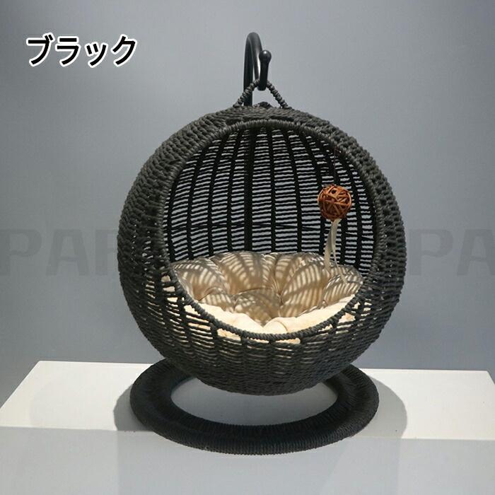 ラタン製　ハンモック型猫ベッド　黒　猫ベッド 楽天市場】猫 ベッド ラタン ペットベッド ドーム型 猫