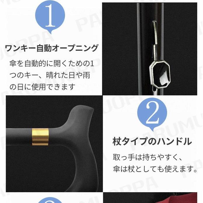 2in1 杖 ステッキとしてご使用になれるステッキ傘（つえかさ） 傘 完全