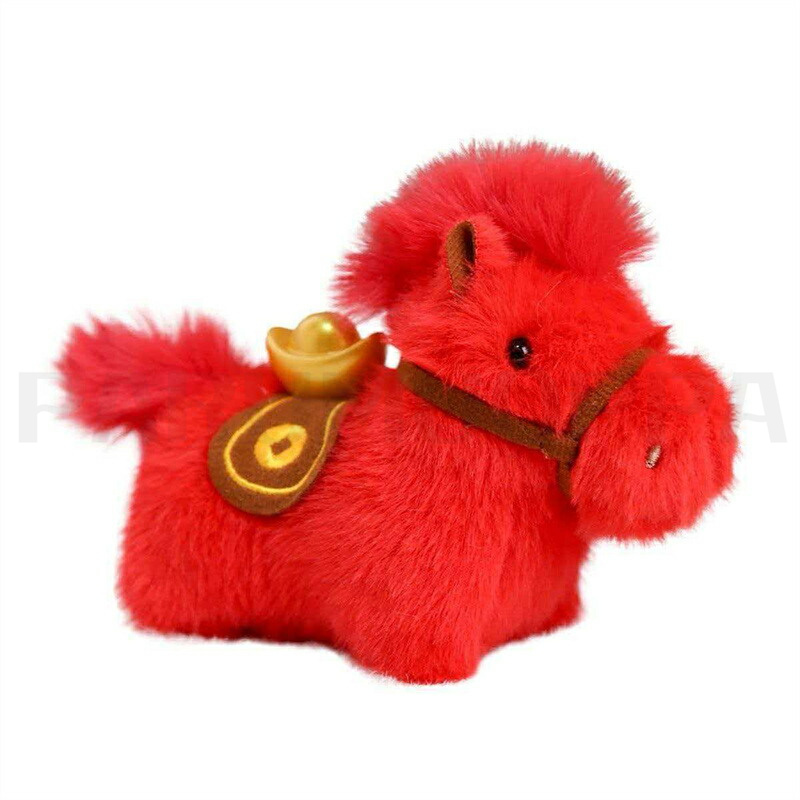 DIMIi 赤い馬のぬいぐるみ 約30cm ぬいぐるみ 馬 令和8年 干支 午年 リアル うま 動物 チャーム グッズ