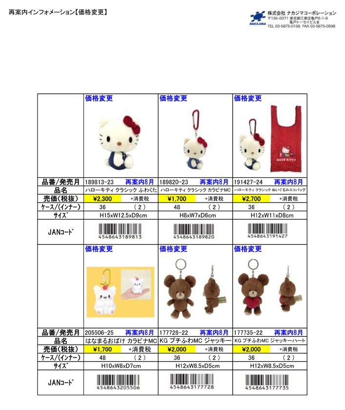 ハローキティ 189813-23 クラシック ふわくた ぬいぐるみ HELLO KITTY