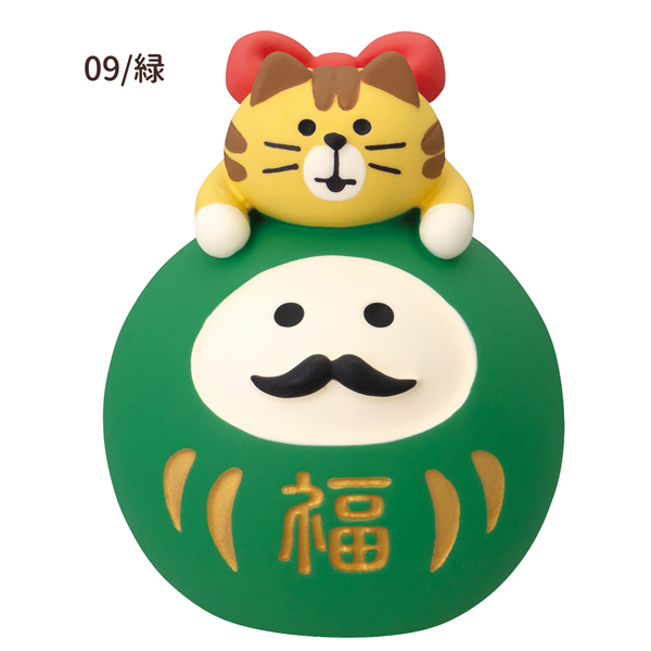 コンコンブル　デコレ　22点　福物 DECOLE（デコレ） ZCB-29608-09「だるまLOVE猫（赤・緑）」開運縁起物
