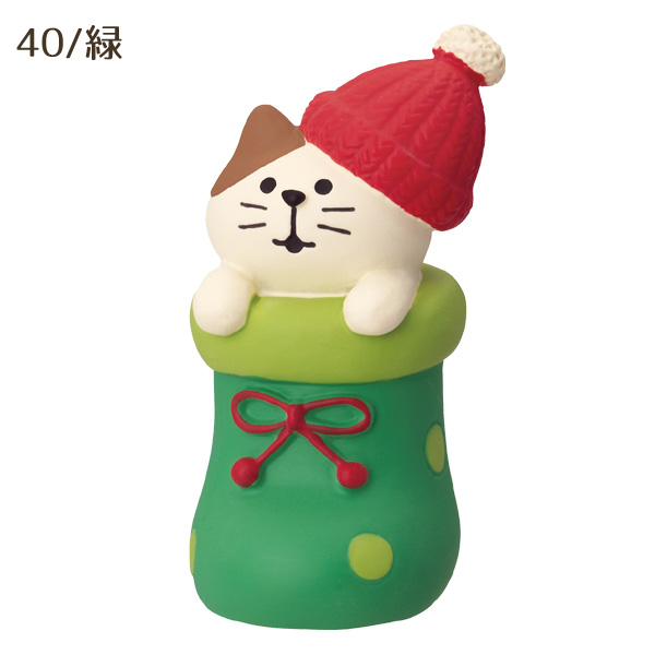 DECOLE（デコレ） ZXS-47939-40X「靴下にゃんこ 赤・緑」 concombre 
