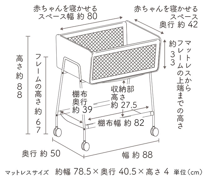 ベビーベッド リリワゴンii 3 コンパクト 寝具 移動ワゴンインテリア 家具 送料無料 ホワイト マットレス付き キャスター付き 収納付き Texascashandpawn Com