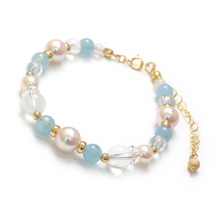 aco classic】アコヤ真珠・誕生石ブレスレット 3月ディープアクア