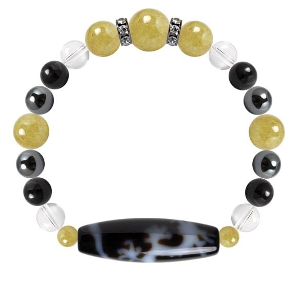 パワーストーン ブレスレット 龍神天珠・ゴールドルチルクォーツ 金運